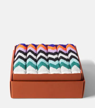 Missoni Best Set Of 6 Cotton Terry Face Towels In Pink
