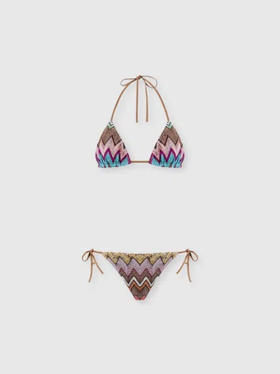 Missoni Bikini Aus Lamé-viskose Mit Grossem Zickzackmuster In Multi