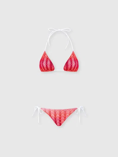 Missoni Viscose And Lamé Chevron-patterned Bikini