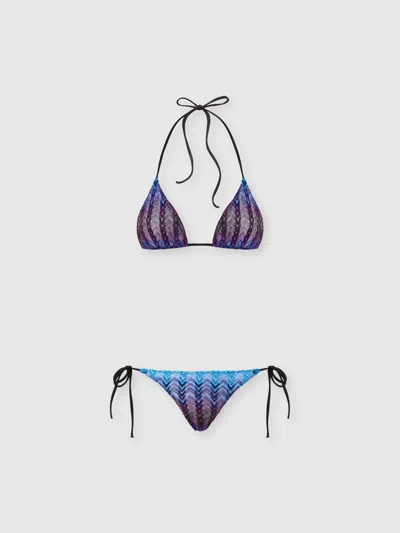 Missoni Viscose And Lamé Chevron-patterned Bikini