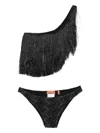Missoni Fringe One-shoulder Bikini In Black