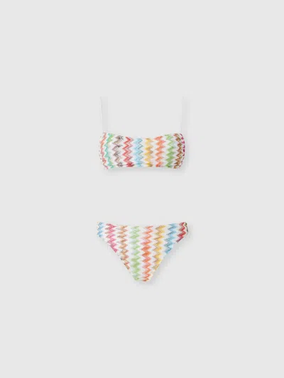 Missoni Bikini In Lamé Viscose With Micro Zigzag Pattern And High-waisted Bottoms In Multi