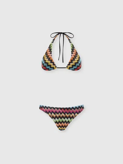 Missoni Bikini In Lamé Viscose With Micro Zigzag Pattern In Multi