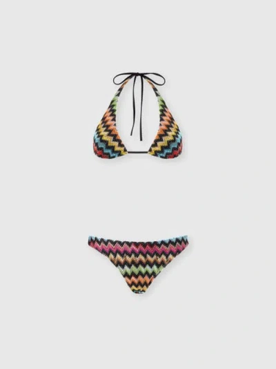 Missoni Bikini In Lamé Viscose With Micro Zigzag Pattern In Multi