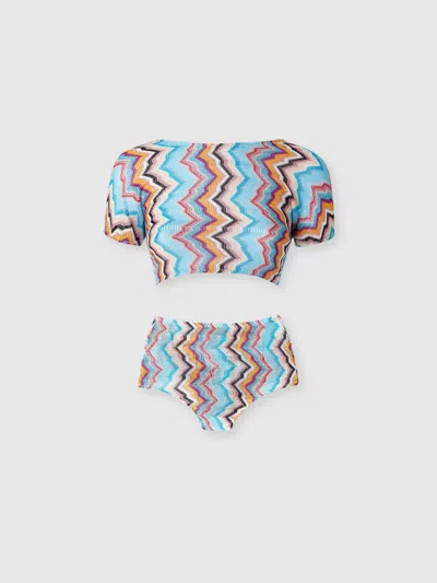 MISSONI BIKINI WITH T-SHIRT TOP AND ZIG ZAG PATTERN