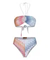 Missoni Mare Gathered Metallic Striped Crochet-knit Bikini In Multicolor