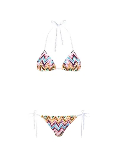 Missoni Bikini Rosa/multicolore Con Motivo A Zigzag