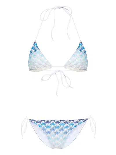 Missoni Gradient Knitted-overlay Bikini In Blue