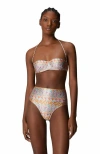 Missoni Bikini With High-waisted Bottoms And Zig Zag Pattern In Multicoloured