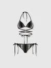 Missoni Mare Sequin-embellished Striped Metallic Crochet-knit Triangle Bikini In Black
