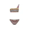 Missoni One Shoulder Bikini High Cut Textured In Multi