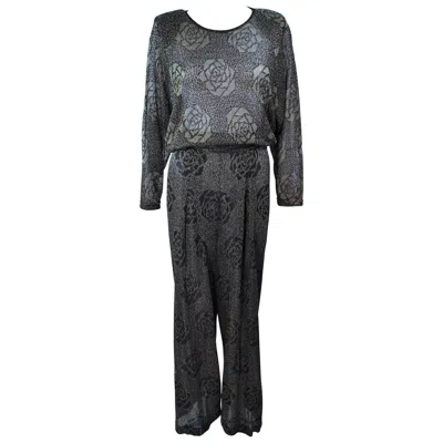 Pre-owned Missoni Black And Gold Floral Metallic Knit Pant Set Size Size Medium Large 46