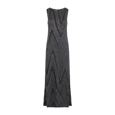 Missoni Zigzag-knit Sleeveless Maxi Dress In Brown