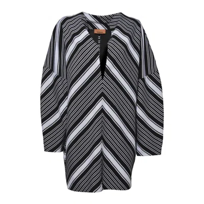 MISSONI BLACK CHEVRON VISCOSE MINI DRESS WITH OVERSIZED SLEEVES