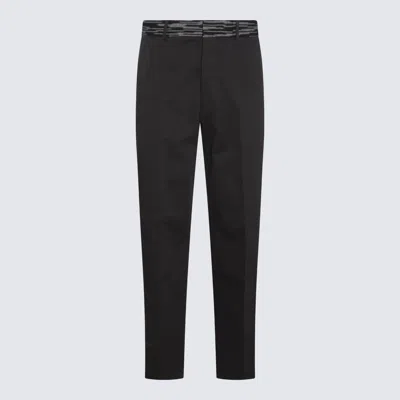 Missoni Black Cotton Stretch Pants In Multicolor