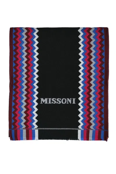 Missoni Black Fuchsia Wool Scarf
