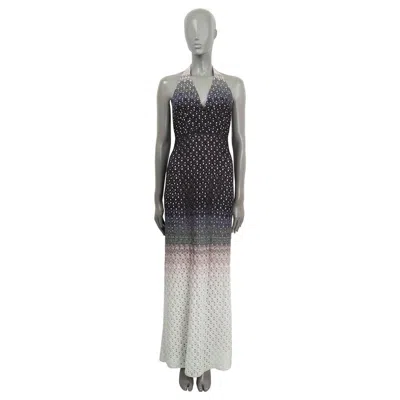 Pre-owned Missoni Black Ivory Pink Viscose Lurex Sleeveless Knit Maxi Dress 40 S In White