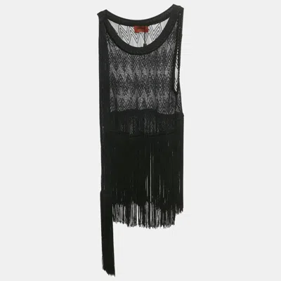 Pre-owned Missoni Black Knit Fringed Top S