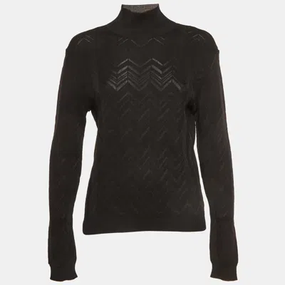 Pre-owned Missoni Black Knitted Turtleneck Sweatshirt L