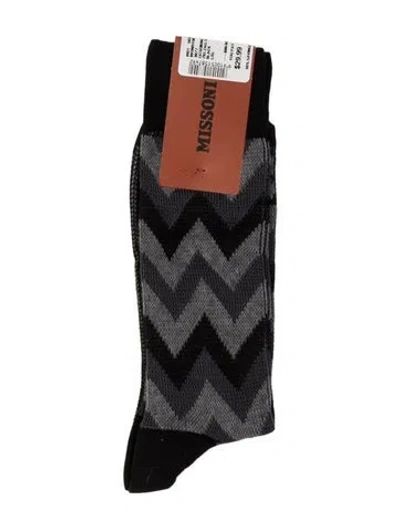 Pre-owned Missoni Black Patterned Socks W/tags In Black/grey