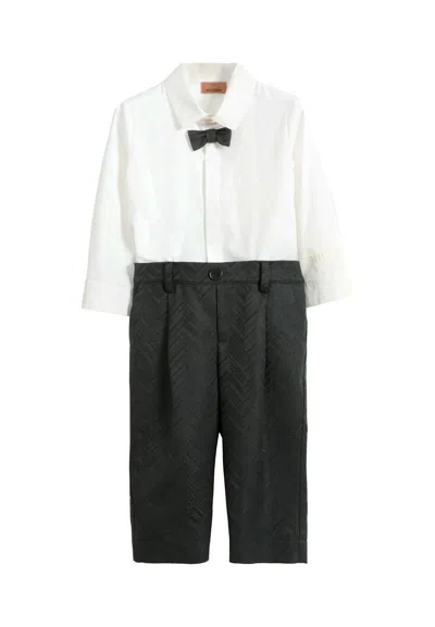Missoni Black Suit For Baby Boy With Logo In White