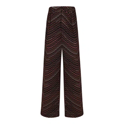Missoni Black Viscose-cotton Trousers In Brown