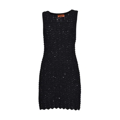 Missoni Black Viscose Short Dress With Sequins