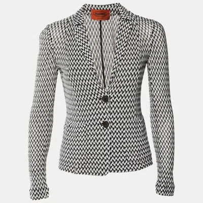 Pre-owned Missoni Black /white Patterned Knit Blazer S