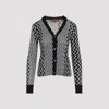 Missoni Buttoned Wool Cardigan Zigzag Stripes In Black