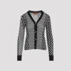 Missoni Buttoned Wool Cardigan Zigzag Stripes In Black