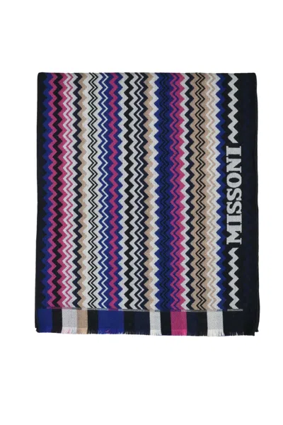 Missoni Black Wool Scarf In Multi