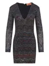 Missoni Zigzag Sequined Dress With Deep V-neckline In Black