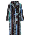 Missoni Chevron Cotton Terry Bathrobe In Blue