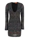 Missoni Multicolour Dress With Deep Neckline And All-over Sequins In Viscose Woman In Animal Print