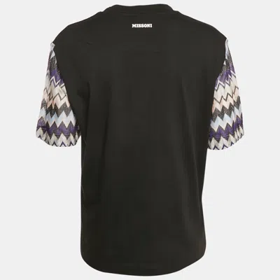 Pre-owned Missoni Black Zigzag Raschel Sleeve Jersey T-shirt L
