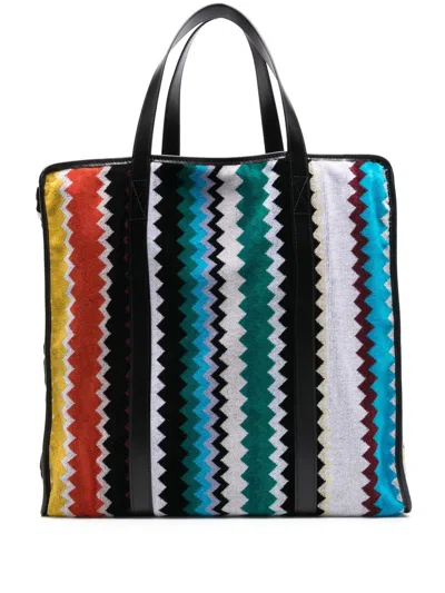 Missoni Black Zigzag Towelled Tote Bag