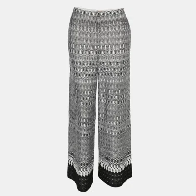 Pre-owned Missoni Black/white Knit Wide Leg Trouser S