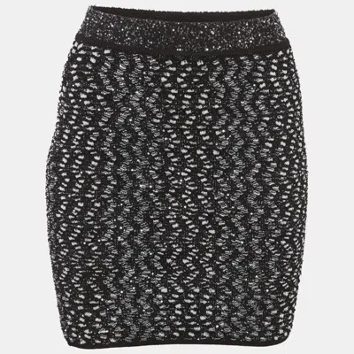 Pre-owned Missoni Black/white Sequins Embellished Jacquard Knit Mini Skirt Xs