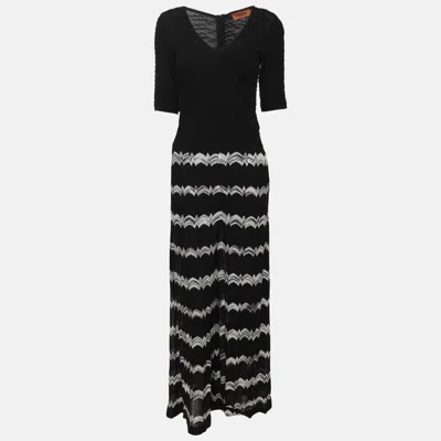 Pre-owned Missoni Black/white Zig Zag Print Knit Jumpsuit S