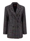 Missoni Double-breasted Checked Blazer Featuring Sequins In Gray