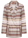 Missoni Zigzag-pattern Double-breasted Blazer In Neutral