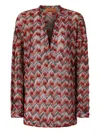 Missoni Oversized Blouse With Mandarin Collar And V-neck In Multi