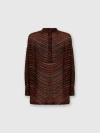 Missoni Blouse With Mandarin Collar And Zigzag Pattern In Brown
