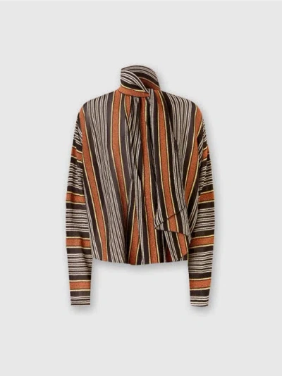 Missoni Bluse Mit Schalkragen Aus Gestreifter Lamé-viskose In Multicoloured