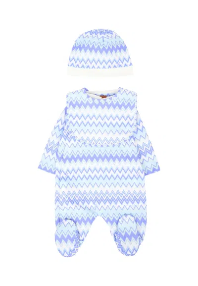 Missoni Blue Babygrow Set For Baby Boy With Chevron Pattern