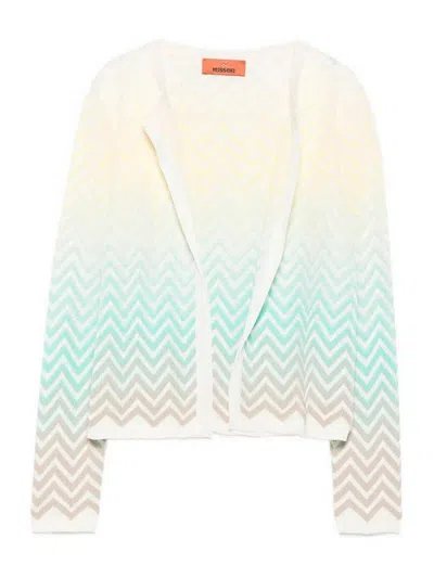 Missoni Blue Cotton Viscose Cardigan In Multi
