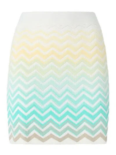 Missoni Blue Cotton Viscose Miniskirt In Multi