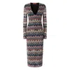 Missoni Zigzag Long Sleeve Midi Sweater Dress In Blue