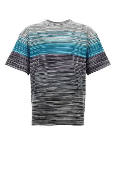MISSONI BLUE EMBROIDERED COTTON T-SHIRT