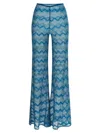 Missoni Zigzag Pattern Flared Pants In Semi-transparent Viscose In Blue